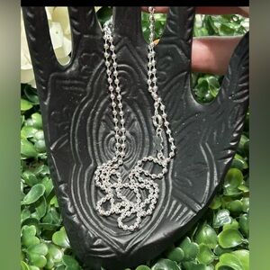 Elegant Silver Beaded Necklace long 925